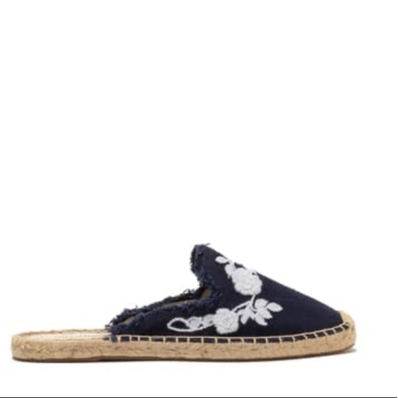 Soludos Frayed Floral Embroidered Mule Navy - Picture 8 of 9
